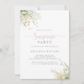 Groene Boho Wildflower Surprise Party Uitnodiging (Voorkant)