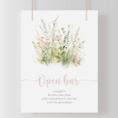 Groene Boho Wildflower Trouw Open Bar Bord Poster