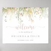 Groene Boho Wildflower Trouw Welkom Bord Poster (Voorkant)