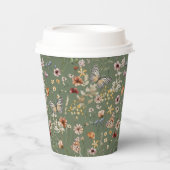 Groene Boho Wildflowers Papieren Bekers (Voorkant)