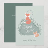 Groene Boho Woodland Vossen Baby shower Plat Bedankkaart (Voorkant / Achterkant)