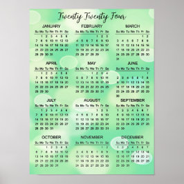 Groene Bokeh Abstract Design 2024 Kalender Poster