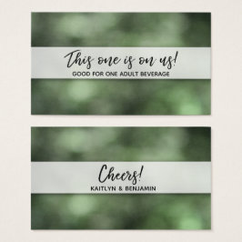 Groene Bokeh Drankkaartjes met modern handschrift Visitekaartjes