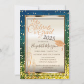 Groene Bokeh, Glitter Afstudeerder Pet, Glas Afstu Kaart (Voorkant)