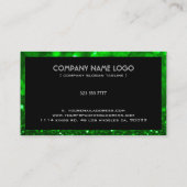 Groene Bokeh Glitter & Sparkles Zwarte Accenten Visitekaartje (Achterkant)