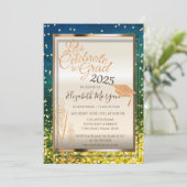 Groene Bokeh, Glitterende Afstudeerhoed, Glas Afst Kaart (Staand voorkant)