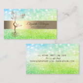 Groene Bokeh Gouden Boom Silhouet Yoga Instructeur Visitekaartje (Voorkant / Achterkant)