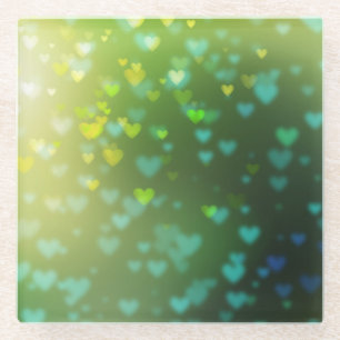 Groene Bokeh Harten Valentijnsdag Lente Glazen Onderzetter