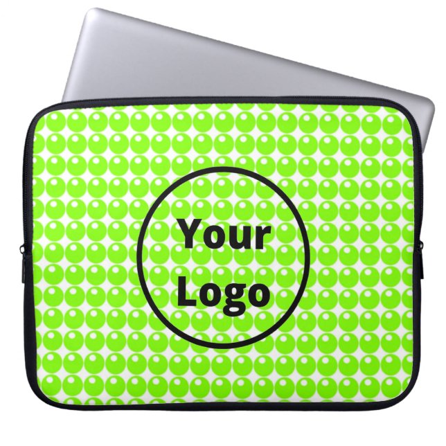 Groene bol cirkels wit laptop sleeve (Voorkant)
