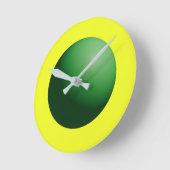 Groene bol op geel ronde klok (Hoek)