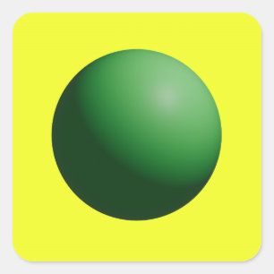 Groene bol op geel vierkante sticker