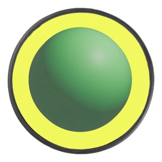 Groene bol op gele puck (Voorkant)