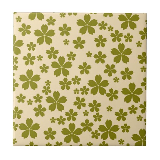 Groene Bold Y2K Wildflower Levendige Spring Decor Tegeltje (Voorkant)