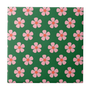 Groene Bold Y2K Wildflower Levendige Spring Decor Tegeltje