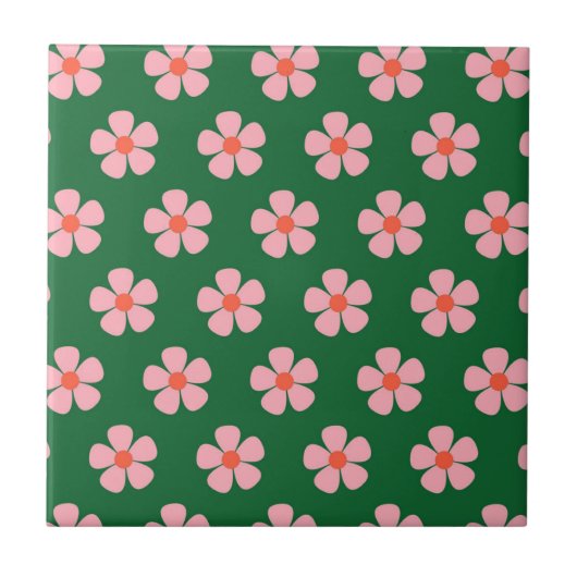 Groene Bold Y2K Wildflower Levendige Spring Decor Tegeltje (Voorkant)