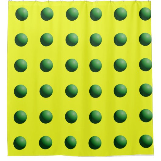 Groene bollen op geel douchegordijn (Voorkant)