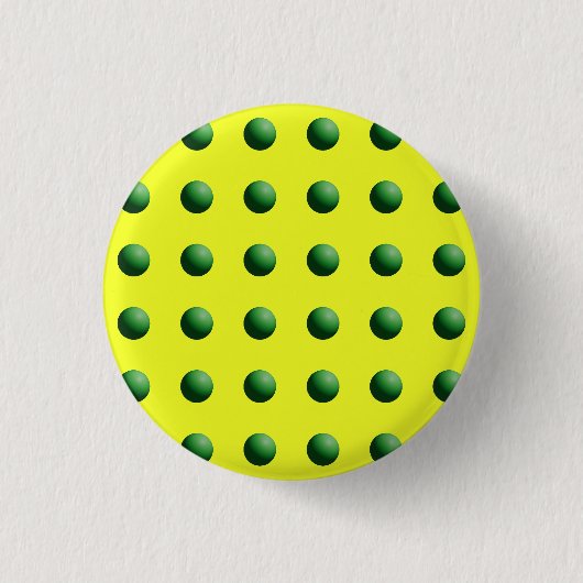 Groene bollen op geel ronde button 3,2 cm (Voorkant)
