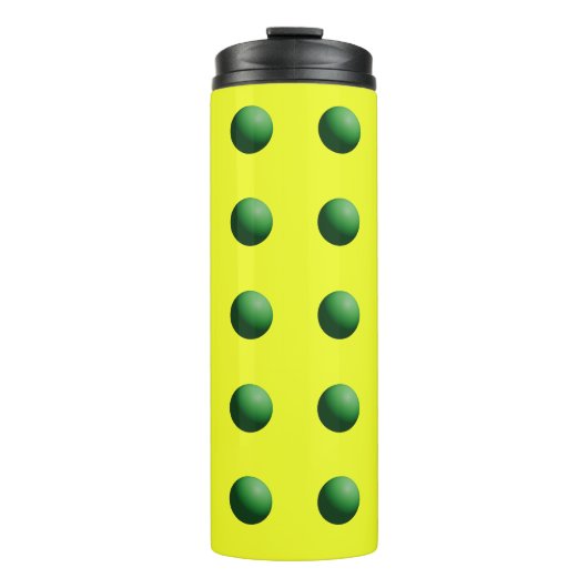 Groene bollen op geel thermosbeker (Voorkant)
