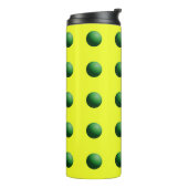 Groene bollen op geel thermosbeker (Gedraaid links)