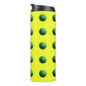 Groene bollen op geel thermosbeker (Geroteerd rechts)