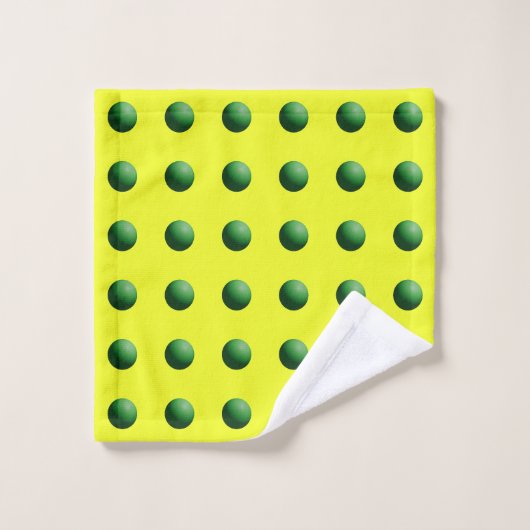 Groene bollen op geel washandje (Wasdoekje)