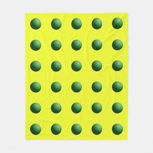 Groene bollen op gele fleece deken (Voorkant)
