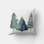 Groene Bomen Eerste Kerst Mis & Gehuwd Kussen (Achterkant)
