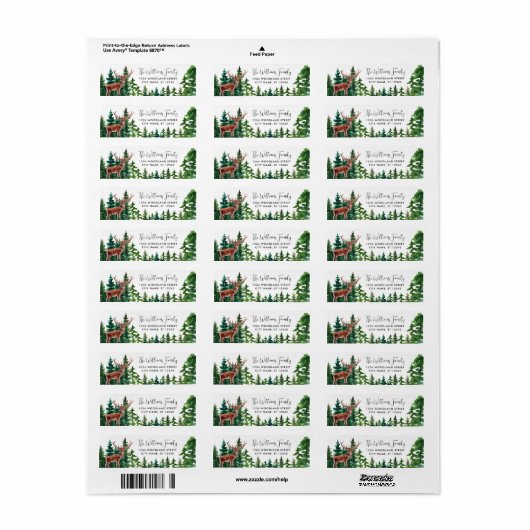 Groene Bomen Herten Return Adres Label (Full Sheet)