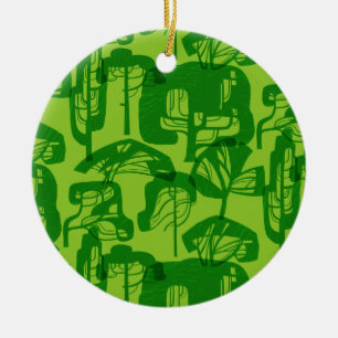 Groene bomen keramisch ornament