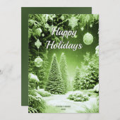 Groene Bomen Kerst Kaart (Voorkant / Achterkant)