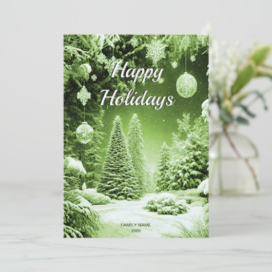 Groene Bomen Kerst Kaart (Staand voorkant)