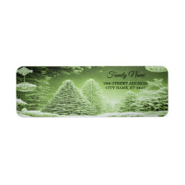 Groene Bomen Kerstballen Retouradreslabel Etiket