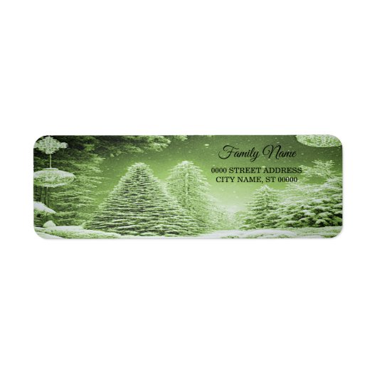 Groene Bomen Kerstballen Retouradreslabel Etiket (Voorkant)