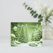 Groene Bomen Kerstballen Vakantie Briefkaart (Staand voorkant)