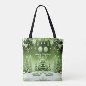 Groene Bomen Kerstballen Vakantie Canvas tas (Achterkant)