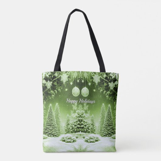 Groene Bomen Kerstballen Vakantie Canvas tas (Achterkant)