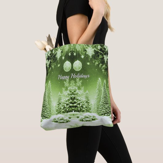 Groene Bomen Kerstballen Vakantie Canvas tas (Dichtbij)