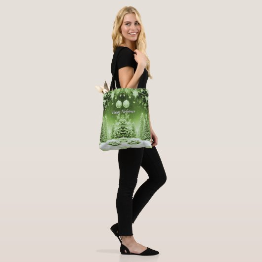 Groene Bomen Kerstballen Vakantie Canvas tas (Op model)