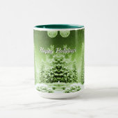 Groene Bomen Kerstballen Vakantie Mok (Midden)