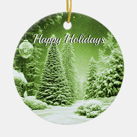 Groene Bomen Kerstballen Vakantie Ornament (Voorkant)
