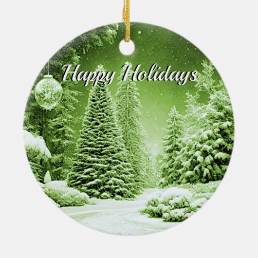 Groene Bomen Kerstballen Vakantie Ornament (Achterkant)