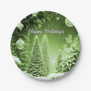 Groene Bomen Kerstballen Vakantie Papier Bord