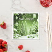 Groene Bomen Kerstballen Vakantie Papier Servet (Insitu)
