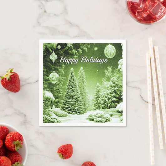 Groene Bomen Kerstballen Vakantie Papier Servet (Insitu)
