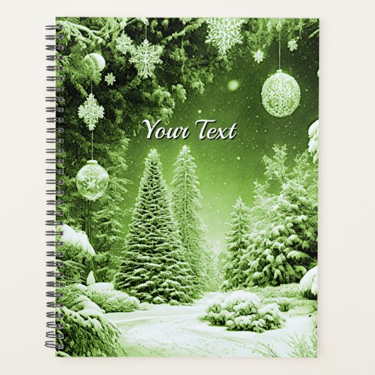 Groene Bomen Kerstballen Vakantie Planner (Voorkant)