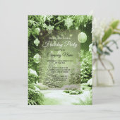 Groene Bomen Kerstballen Vakantie uitnodiging (Staand voorkant)