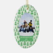 Groene bomen kerstfeestfoto-versiering keramisch ornament (Rechts)