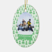 Groene bomen kerstfeestfoto-versiering keramisch ornament (Links)