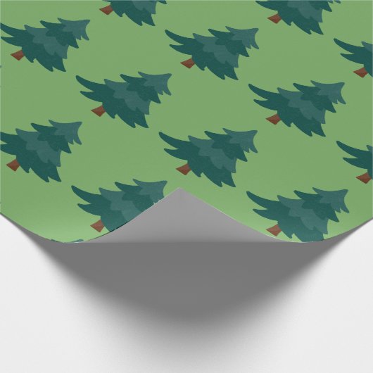 Groene Bomen Kerstmis en Groene Achtergrond Patroo Cadeaupapier (Hoek)