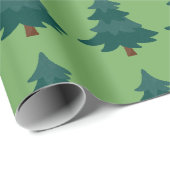 Groene Bomen Kerstmis en Groene Achtergrond Patroo Cadeaupapier (Rol Hoek)